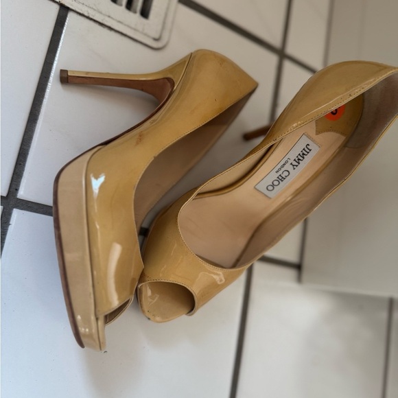 Jimmy Choo Peep Toe Tan leather heels - Picture 7 of 16